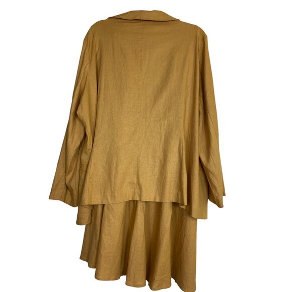 Allison Woods Plus Size 24W Mustard Yellow Linen Jacket & Skirt Set Suit Classic - Picture 2 of 11